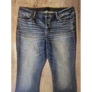 Buckle Black Fit No. 53 Womens 34x34 12" Flare Blue Denim Jeans‎ Whiskering EUC